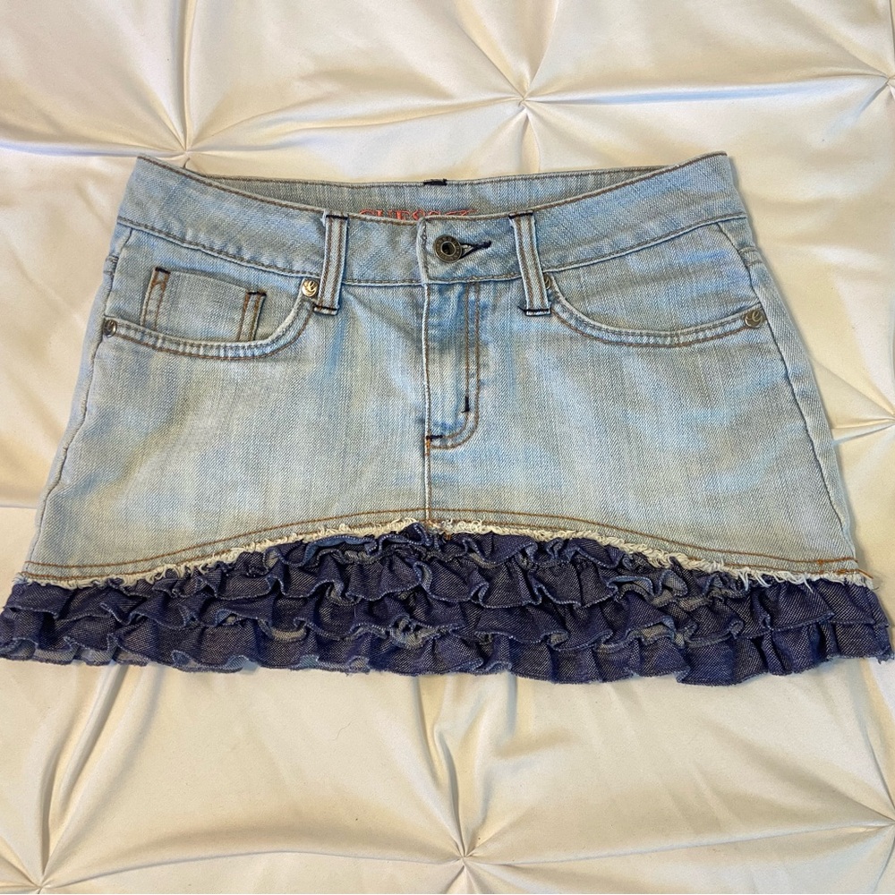 Guess Mini Denim Ruffle Skirt